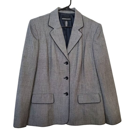Norton McNaughton Womens Gray Stretch Blazer Jacket With Button Front & Pockets - Picture 1 of 7